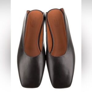 Black leather Rosetta Getty square-toe mules